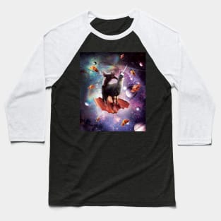 Space Sloth Riding Llama Unicorn - Bacon & Taco Baseball T-Shirt